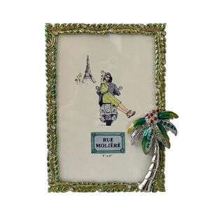 Rue Molière Enameled Palm Tree Adorned with Crystals Picture Frame
